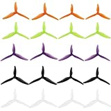 HOPLEX 20pcs FPV Drone Props Propeller: Gemfan Hurricane 51433 3-Blades 5.1x3.5 PC Props Compatible 2206-2306 Brushless Motor for RC Quadcopter FPV Racing/Freestyle Drone