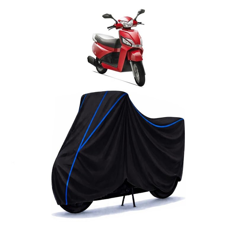 Image of Scooty Cover Water Resistant for Electric Scooter | Universal Scooter & Bike Cover | Heavy Duty UV Dust, Rain & Scratch Protection Weather Indoor Outdoor | Black with Blue Piping
