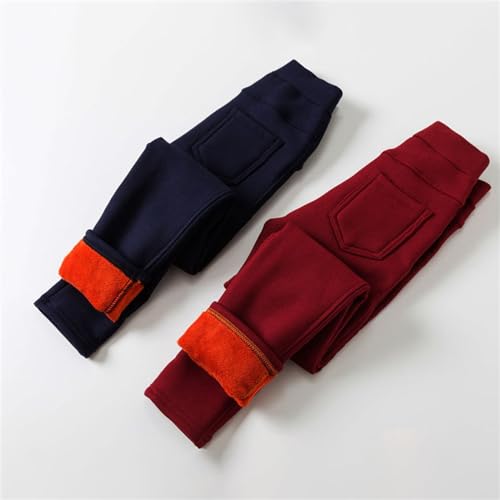 Girls Stretchy Skinny Pants Thick Warm Fleece Lined Leggings Trousers Solid Color Uniform Footless Tights Pants2