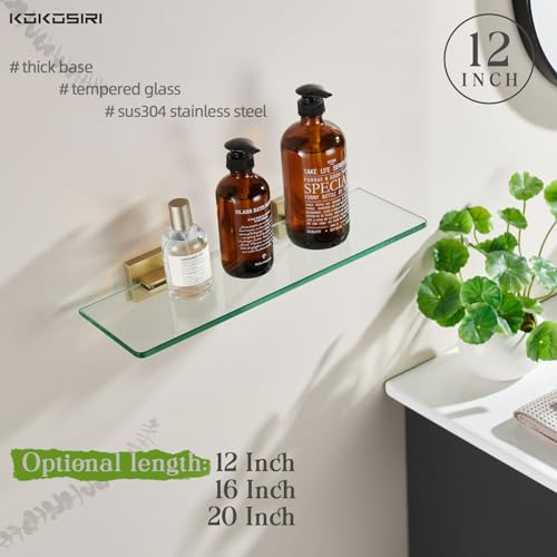 KOKOSIRI-Wall-Shelves-Floating-Bathroom-Glass-Shelf-Kitchen-Storage-12-x-56-Tempered-Glass-Wall-Mounted-Brushed-Gold-Stainless-Steel-B1106BG-L12 KOKOSIRI Wall Shelves Floating Bathroom Glass Shelf Kitchen Storage 12 x 56 Tempered Glass Wall Mounted Brushed Gold Stainless Steel B1106BG L12