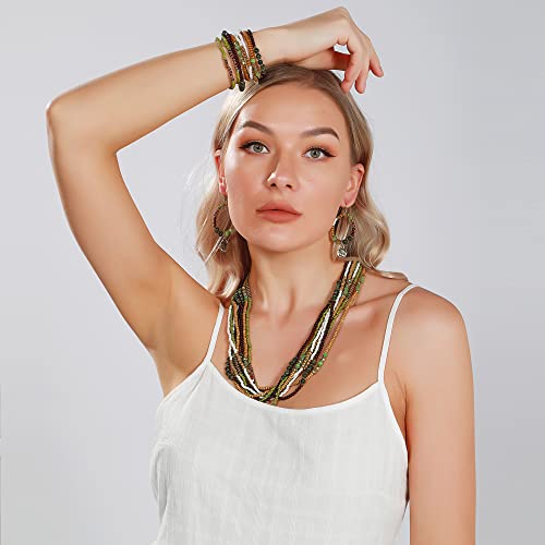 Bocar Long Multiple Strand Handmade Beaded Statement 26" Necklace For Women (Nk-10563) #TOP1