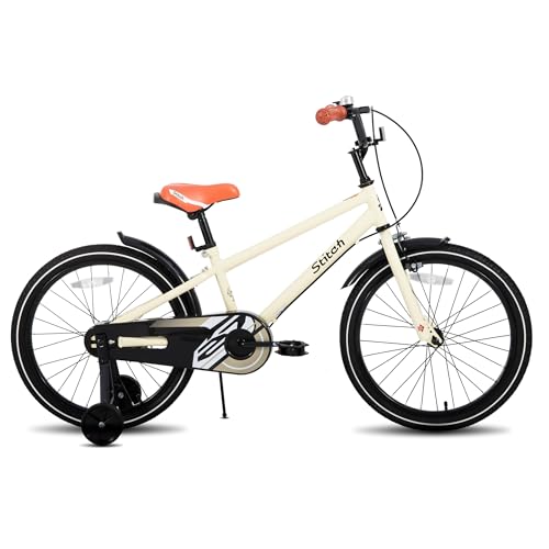 STITCH 20 Zoll Kinderfahrrad für 6-9 Jahre Mädchen & Jungen, 20 Zoll Kinderfahrrad mit Stützrädern, Beige