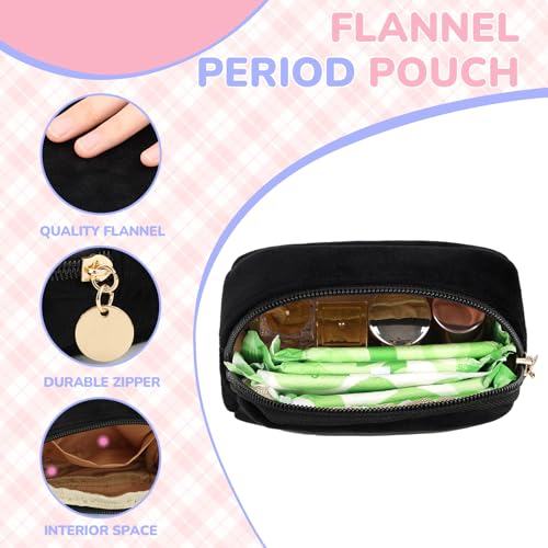 Image of Flannel Sanitary Napkin Storage Bags for Women Portable Period Kit Menstrual Cup Pouches Feminine Pad Holder Tampons Collect Bags with Zipper Khaki