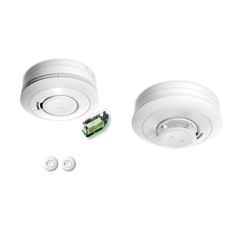 Ei Electronics Ei650RF Funkrauchmelder, Bundle aus funkvernetzbarem Rauchwarnmelder & Ei630W Hitzewarnmelder, Wärmewarnmelder mit Temperatursensor