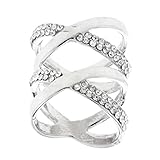 Hellery Damen Schalring Schalschnalle Tuchring Tuchhalter Strass Clip für Schals und Tücher - Silber