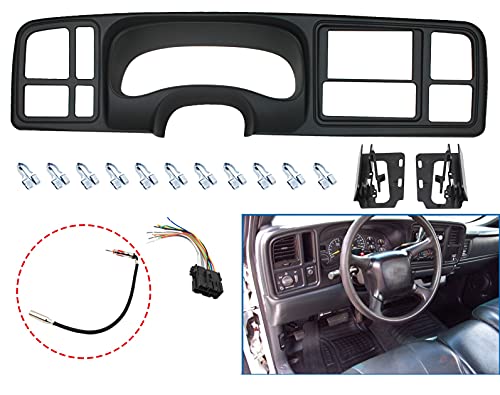 YHB Double DIN Dash Kit W/Wiring Harness & Antenna Adapter Fit 1999-2002 GM Full-Size Trucks/SUV\'s Silverado Sierra - Double Din Dash Bezel Cover Kit Car Stereo Radio Install Dash Kit