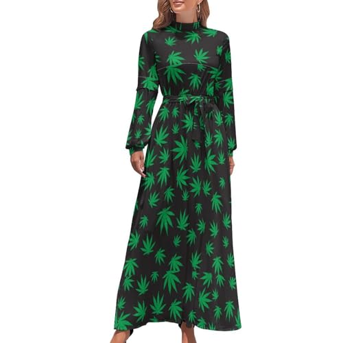 Marijuana Leaf Women's Long Sleeve Round Neck Maxi Dress High Waist Layered A-Line Flowy Maxi Dress XS at Amazon Women's Clothing store Marijuana Leaf Women's Long Sleeve Round Neck Maxi Dress High Waist Layered A-Line Flowy Maxi Dress XS at Amazon Women's Clothing store