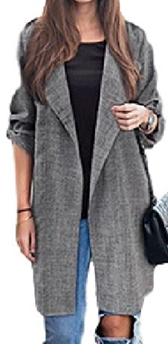 [ニブンノイチスタイル] 1/2style トレンチ コート 春 はる スプリング 秋 あき 春物 秋物 ビッグ レディース 女性 女 おんな レデイース レディース カジュアル ロング 大きめ イタリアン カラー シングル チェスター ジャケット 可愛い カワイイ かわいい おおきい オオキイ ゆったり ユッタリ オンナ 長袖 シルエット ステンカラー テーラード 春夏 (XXL, グレー)