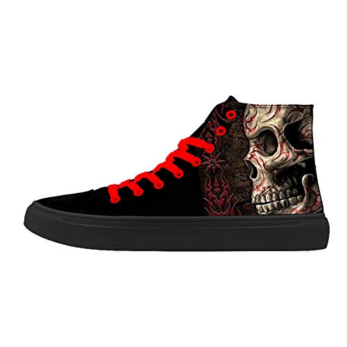 FIRST DANCE Skull Printed Shoes Men High Top Canvas Fashion Sneaker Punk Rock Joker Shoe Cool Black Shoes for Man,7 by FIRST DANCE - Used condition - US$20.93