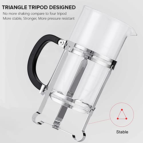 French Press Coffee Maker (34 Oz) With 4 Filters - 304 Durable Stainless Steel, Heat Resistant Borosilicate Glass Coffee Press, Bpa Free,Silver #TOP1