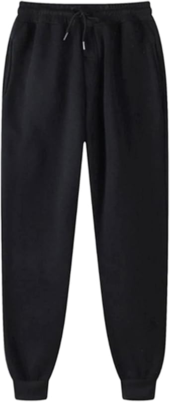 Mens Fleece Sweatpants Warm Drawstring Winter Workout Joggers Fashion Sherpa Lined Tapered Casual Pants with Pockets