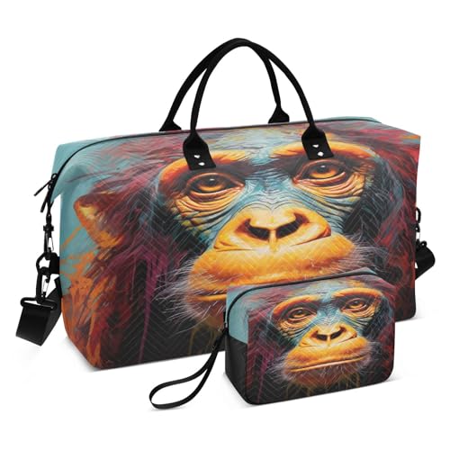 Kigai Gorilla Portrait Duffle Bag Versatile Travel Duffel for Men and Women, Carry On for Weekend or Overnight Stay