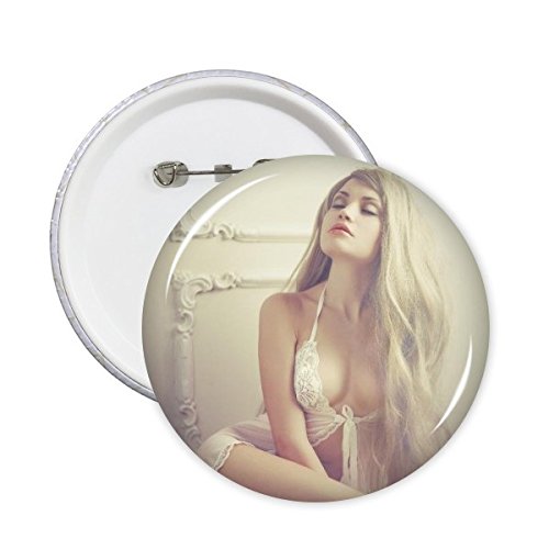 Badge bouton rond pyjama coquin en dentelle blanche lot de 5
