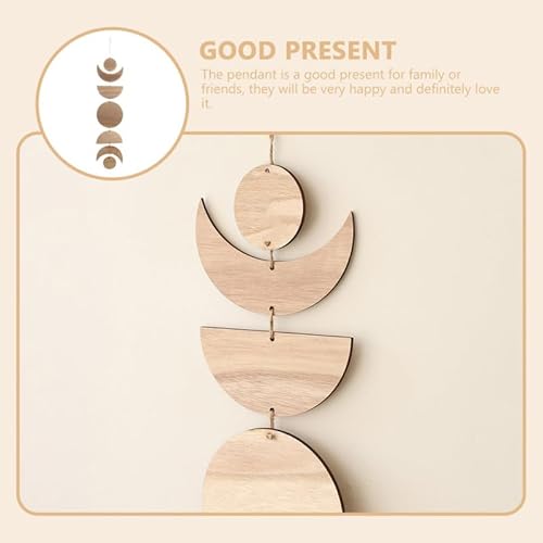 Besportble HäNgende Wanddekoration Aus Holz Mit Sonne Und Mond Motiv Rustikale Boho Wanddeko FüR Wohnzimmer Und Balkon 37.80X6.30X0.08 Zoll Kreativer Holzschmuck Zum AufhäNgen