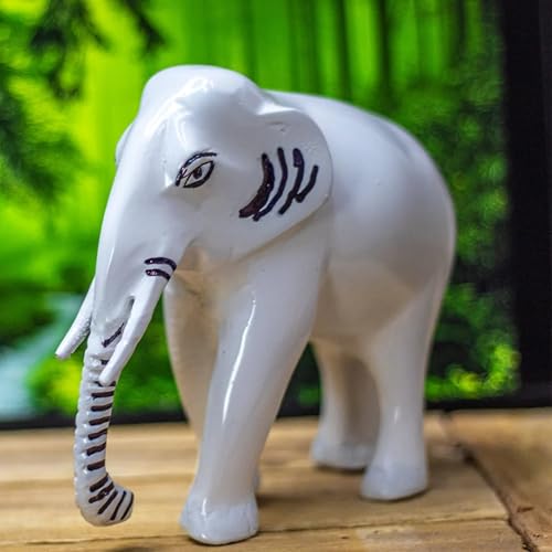 Image of Pure Brass White Elephant Statue | Vastu Remedy for Fame, Recognition & Success | Premium White-Coated Brass Elephant for North & South Zone Energy Enhancement