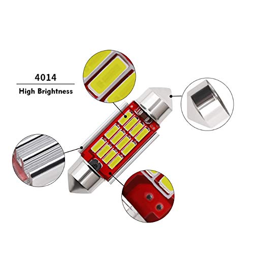 5-Pack Auto Festoon 31mm 36mm 39mm 41mm C5W C10W CANBUS SMD 4014 LED Car Interior Dome Lamp Reading Bulb White Car Styling (Color Temperature : 39mm Emitting Color : White) (White 31mm)