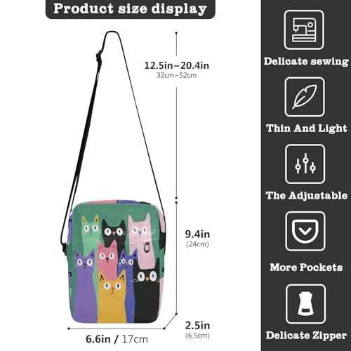 Colorful Cats messenger bag for women crossbody shoulder bag men Purses Cross Body Bag Adjustable Strap for Casual School3
