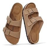 Project Cloud 100% Genuine Leather Flat Sandals Women 2026 Beach Essentials Womens Sandals Memory Foam Vacation Essentials Slides for Women Footwear (Venita, Chestnut, 9)