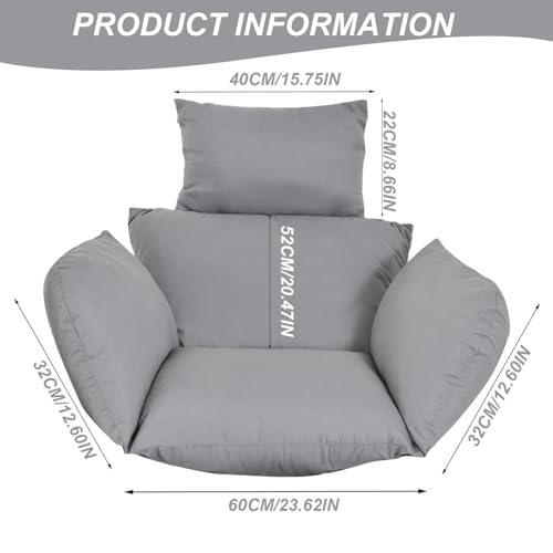 Stuhlkissenbezüge, 1 Set, farbecht, waschbar, Polyester-Kissenbezüge mit Reißverschluss und Bindeband für Hängesessel/Eierstuhl/Schaukelstuhl, grau, Hängesesselkissen, Eierstuhlkissen, Schaukelst