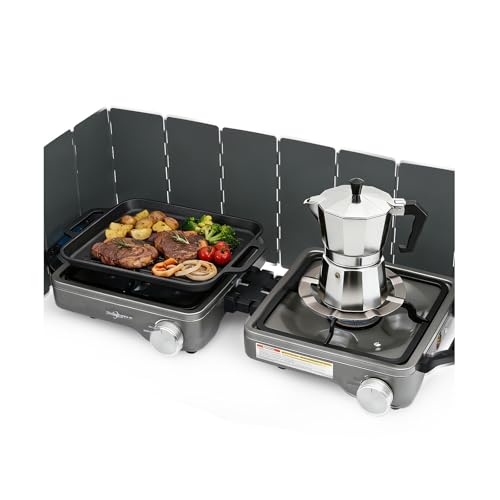 SHINESTAR 2 Burner Camping Stove, 24000 BTU Portable Propane Camp