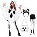 4 PCS Disfraz Fantasma Mujer Halloween, Capa Fantasma Disfraz Adulto | Disfraces de Halloween, para Carnaval Fiesta Cosplay Mascarada