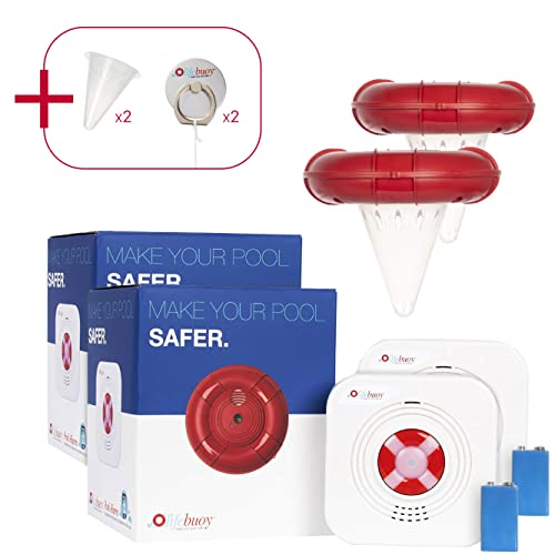 2 Full Lifebuoy Pool Alarm System Plus Additional 2 Cone And 2 Attachment Kit. Pool Motion Sensor With Advanced Algorithm - Smart Pool Alarm That Is Application Controlled. #TOP21