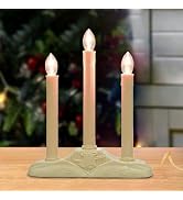 Meonum 3-Light Plug-In Electric Window Candle Set - Ivory Christmas Candelabra With C7 LED Bulbs, Switch & Timer