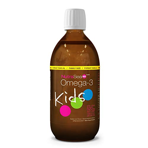 NutraSea Kids Omega 3 Fish Oil Supplement, Liquid Burpless Fish Oil, Bubblegum, 500