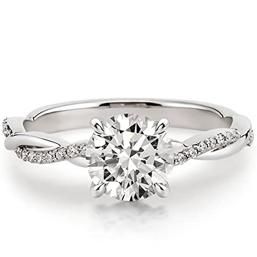 1.16 Carat (ctw) Moissanite Engagement Rings for Women Platinum Plated Silver ring moissanite rings