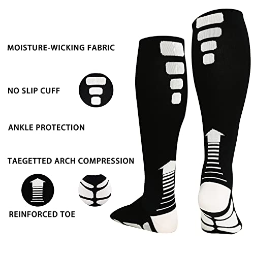 3 Pairs Plus Size Compression Socks Wide Calf Women Men Knee High 20-30 Mmhg Circulation For Swelling 2Xl 3Xl 4Xl 5Xl #TOP2