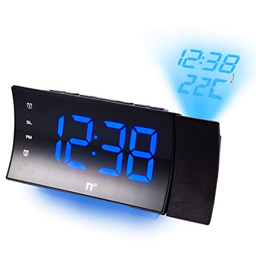 Alarm Clock Projection on Ceiling Temperature FM Radio Heavy Sleepers Bedroom Snooze Desk