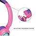 Contixo KB-300 Kid Safe Over The Ear Wireless Bluetooth LED Headphone w/Volume Limiter, Built-in Microphone, Micro SD, FM Stereo Radio (Pink + Purple) - Best Gift
