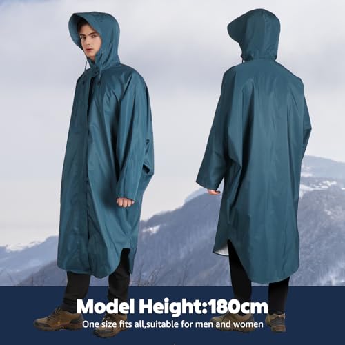 ANYOO Waterproof Rain Poncho for adults Lightweight Reusable Hiking Hooded Coat Jacket for Outdoor Activities2