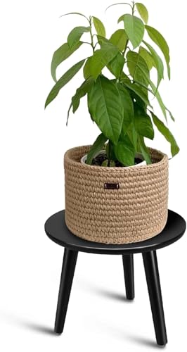 Image of WOOYNEX WOODEN Multifunctional Plant Stand - Modern Home Decor, Wood Planter Holder for Flower Pots, For Living Room Bedroom Balcony Indoor and Outdoor - Kids Stool (Black a)