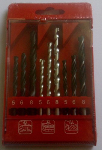 Preisvergleich Produktbild Budget Bohrer Set 9-teilig, Metallbohrer, Steinbohrer, Holzbohrer