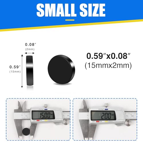 Image of TRYMAG 120 Pcs Small Strong Magnets, 15x2mm Neodymium Rare Earth for Crafts, Heavy Duty Round Mini Disc Refrigerator Magnets for Whiteboard, Locker, Fridge, Dry Erase Board