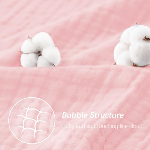 Image of SWEET DOLPHIN Muslin Hooded Baby Bath Towels - 2 Pack 100% Cotton Towel for Babies, Infants, Toddlers - 32x32Inch - Highly Absorbent and Newborn Essential, Pink