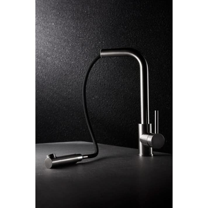 Imex Malta - Rubinetto da cucina monocomando con doccia estraibile, rubinetto per lavello con 2 modalità di spruzzatura, rubinetto da cucina monocomando (acciaio inox) - GCE006/AC