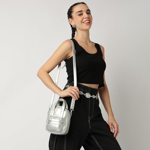Image of Fastrack Puff Sling with Detachable Pouch | Faux-Leather Women's Handbags | Sling for Casual Carry