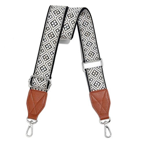 Image of Purse Strap,1.5 inch Leather End Shoulder Strap Adjustable Replacement,Retro Multi-Pattern Crossbody Bag Straps