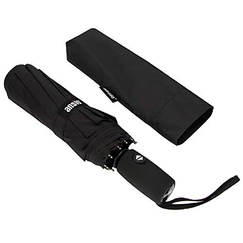 Preisvergleich Produktbild Regenschirm Teflonbeschichtet mit automatischem Knopf Taschenschirm Wasserabweisende Beschichtung, Herren & Damen - Schwarz