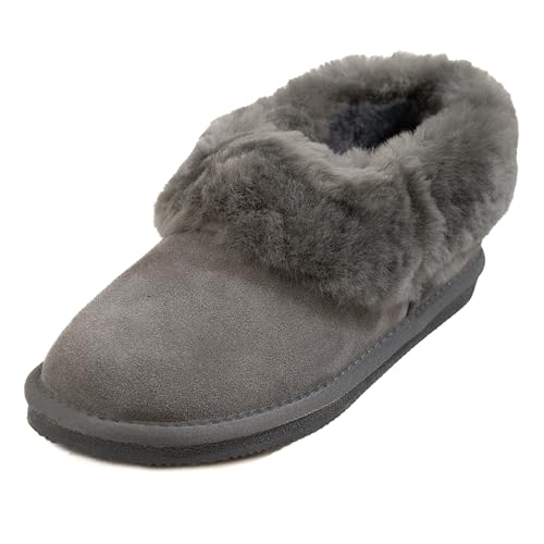 Image of Deluxe Ladies 'Beccy' Rounded Sheepskin Slipper Boot (6, Grey)