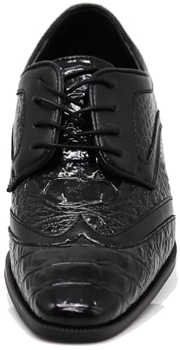 Image of ODN Men's Alligator Crocodile Print Oxfords Fashion Lace Up Dress Shoes