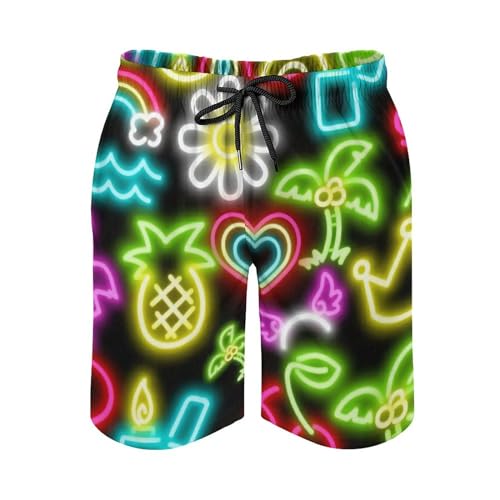 Men's Neon Swim Trunks Quick Dry Bathing Suits Beach Swimming Board Shorts Funny Swimwear3