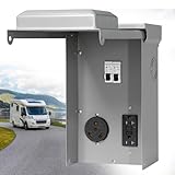 30 Amp RV Outlet Box, RV Electrical Panel with UL Listed 30 amp+GFCI 20 amp Receptacle Installed, Temporary Power Outlet Panel Prewired Unmetered, Weatherproof