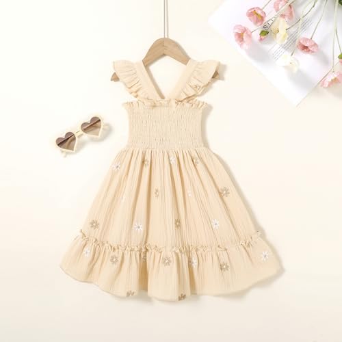 Toddler Baby Girls Dress Floral Embroidered Boho Sleeveless Beach Butterfly Sundress2