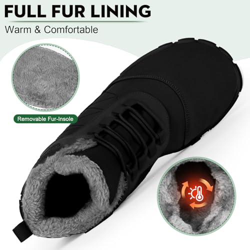 HiGropcore Barefoot Boots Womens Mens Fur Lined Winter Barefoot Shoes Waterproof Snow Boots Minimalist Wide Toe Box Warm Ankle Booties2