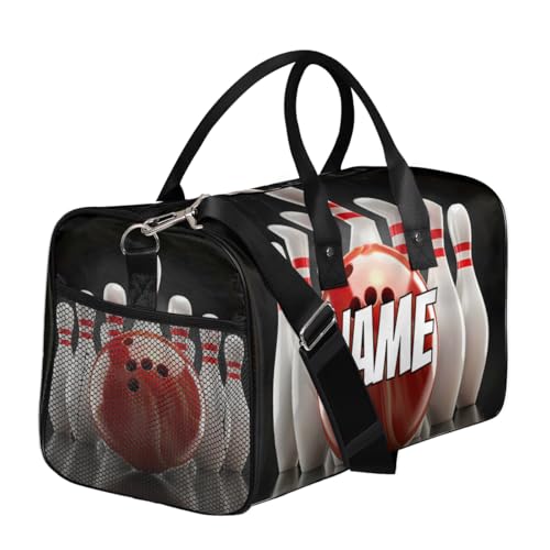 Personalized Bowling Ball Travel Duffel Bag with Name, Custom Gym Sport Bag Sports Theme Carry On Weekend Overnight Duffel Bag for Men Women3