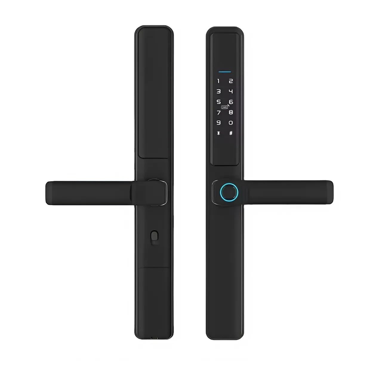 Slim Smart Door Lock, WiFi Digital Lock with Camera, Fingerprint, Password, App Control, IC Card and Key Access, Remote Tuya App, Black