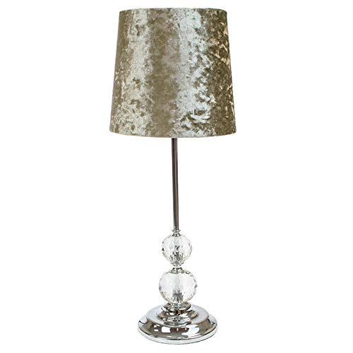 Contemporary Luxe Crystal Chrome Bedside Table Lamp with Crushed Velvet Shade (Champagne/Gold)